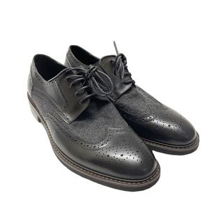 NEW Vintage Foundry Leonard Derby Oxford Shoes Lace Up Black Gray Sz 10